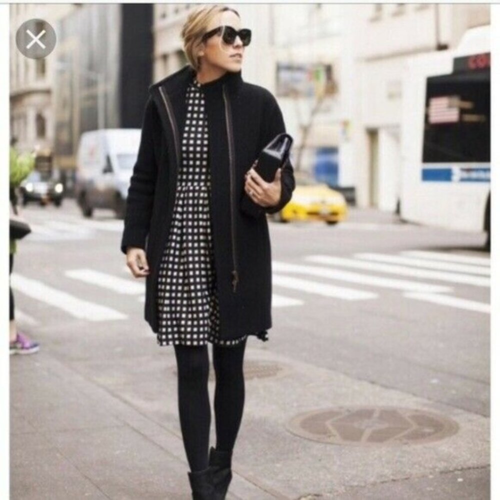 J Crew Stadium Cloth by Nello Gori Wool Coat 6P Black Quiet Luxury Classic